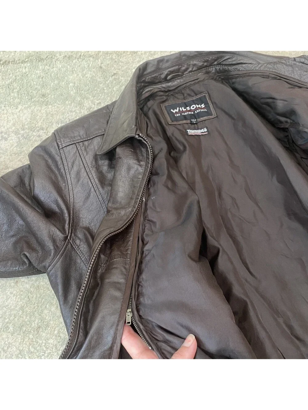 Wilsons Leather Bomber Jacket Size L Removable Vest 3M Thermal Thinsulate Brown